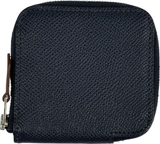 Herm&egrave;s Navy Leather Coin Purse/Coin Case (Pre-Owned)