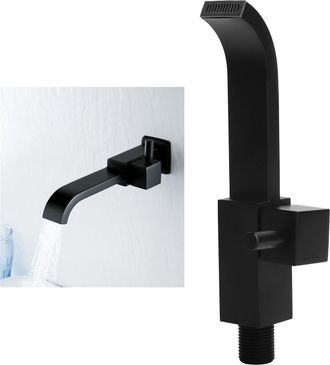 Infinite Grifo Mural Para Cocina Y Ba&ntilde;o Con Conexi&oacute;n De 1/2 Pulgada, Fabricado En Cobre Negro, Para Fregaderos Y Lavabos Con Ca&ntilde;o Tipo Cascada