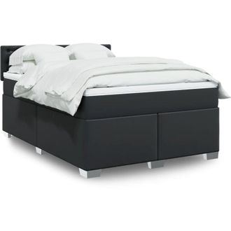 vidaXL Cama Box Spring Con Colch&oacute;n Cuero Sint&eacute;tico Negro 140x190 Cm