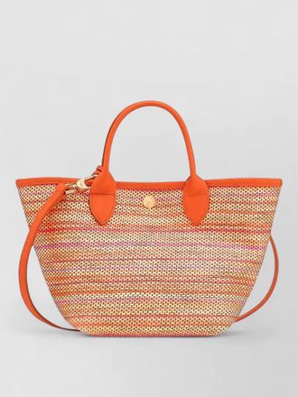 Longchamp raffia effect canvas xs basket tote bag
