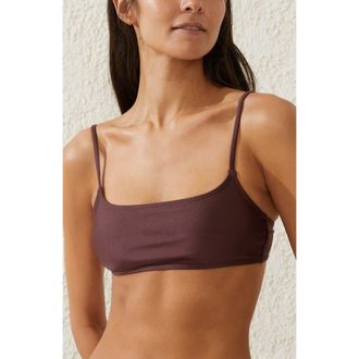 Cotton On Womens Straight Neck Crop Bikini Top in Willow Brown Shimmer at Nordstrom, Size X-Small