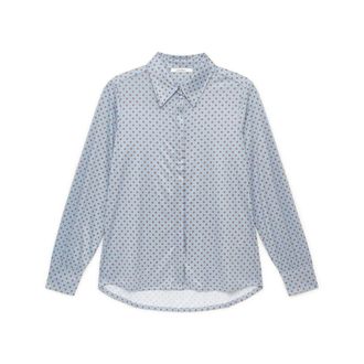 Maliparmi Maliparmi, Overhemden, Dames, Blauw, M, Polyester, Micro Print Jersey Shirt