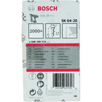Bosch Clavos Inox Sk64-20: 38mm: 2.000uds Bosch 2608200534