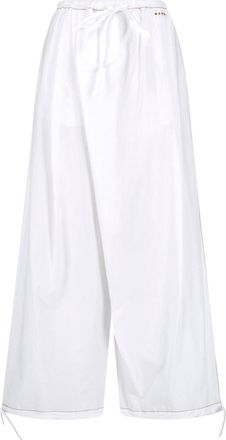 Marni White Wide-Leg Poplin Drawstring Pants