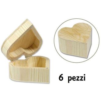 Trade Shop Trade Shop - Set 6 Scatoline In Legno Decoupage Portagioie Scatola Cofanetto Forma Cuore