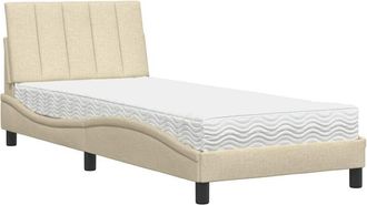 vidaXL Cama Con Colch&oacute;n Tela Color Crema 80x200 Cm Vidaxl