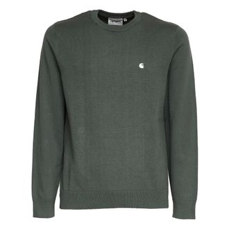 Carhartt Work in Progress Carhartt Wip, Round-neck Knitwear, male, Green, Size: XS Ribbed Round-neck Knit