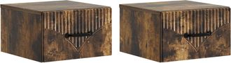 vidaXL Mesita De Noche De Pared 2 Uds. Roble Ahumado 34,5 X 33 X 20 Cm Vidaxl