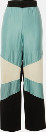 Maje Black Colorblock Crepe Parme Wide Leg Trousers