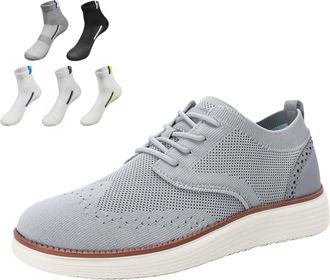 Generic Mens Business Casual Shoes Lace up Oxfords Sneakers Comfortable Mesh Dress Walking Shoes, Lightweight Breathable Soft Sole (Gray,11.5)