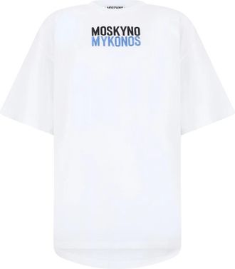 Moschino Wit minimalist T-shirt met opvallende grafische print - Dames - T-shirts - Wit - XL - Katoen - Tops