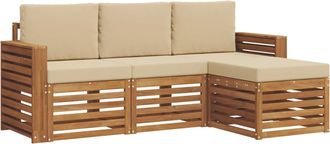 vidaXL Conjunto De Sof&aacute;s De Exterior 4 Uds. Natural Y Beige Vidaxl