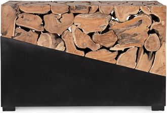 Decorspace Consolle Grenada con piano in radici di teak con base in acciaio per interni -1 piano