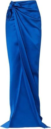 Balenciaga Elektrisch Blauwe Satijnen Omslagrok - Dames - Maxi Rokken - Blauw - S - Satijn - Rokken