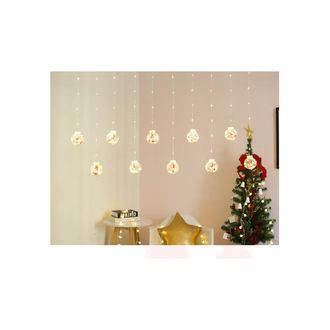 Trade Shop Trade Shop - Tenda Luminosa 10 Palline Di Natale 3 Metri Con Neve Luce Led Calda Fredda Rgb