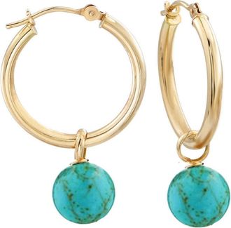 Liv Oliver 18k Gold Turquoise Drop Hoop Earrings