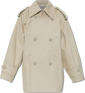 Balenciaga Jassen, Dames, Beige, S, Katoen, Double-breasted Trenchcoat