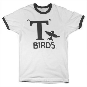 Grease Officially Licensed T Birds Ringer Mens T-Shirt (White-Black), Large