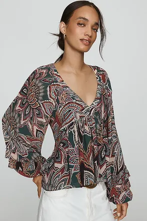 Farm Rio 100% Cotton Tapestry Floral Blouse