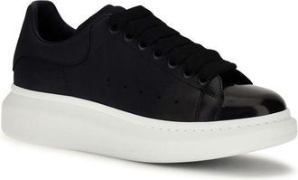 Alexander McQueen Oversized Leather with Patent Toe Sneaker - Black