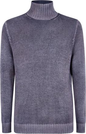 Avant Toi Handgeschilderde Kasjmier en Wol Pullover met Hoge Hals - Heren - Coltruien - Grijs - M - Wol - Truien & Vesten