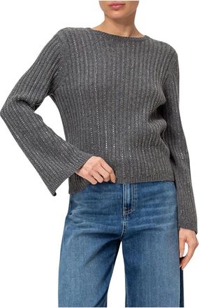 Twinset Jersey de cuello redondo con aplicaciones de pedrer&iacute;a - Knitwear - Mujer - Gris - S