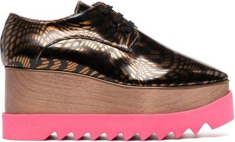 Stella McCartney Elyse platform shoes - women - Fabric/Fabric/Rubber - 36.5 - Brown