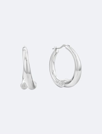 Calvin Klein Womens Sculptural Round Hoop Earrings - Metallic - OS