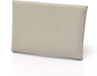 Herm&egrave;s Gray Chevre Leather Coin Purse/Coin Case (Pre-Owned)