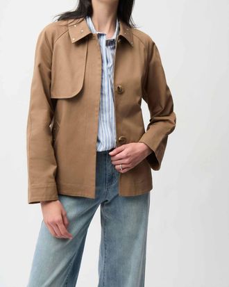 Joseph Ribkoff Cotton Twill Short Trench Jacket With Belt In Tiger Eye