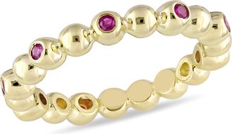 Mimi & Max 1/4ct TGW Ruby Beaded Eternity Ring 14k Yellow Gold