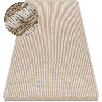 RugsX Rugsx - Carpet jute 3650 cream / beige lines - jute, flat-woven, fringes beige 80x150 cm