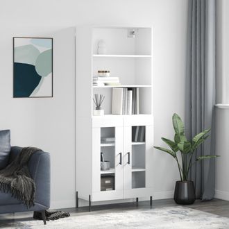 vidaXL Vidaxl - Aparador Alto Madera Contrachapada Blanco 69,5x34x180 Cm
