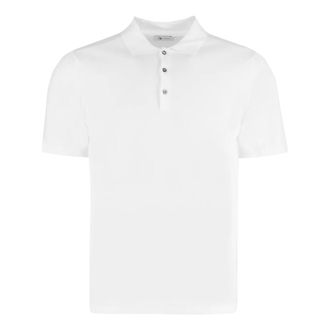 THE (ALPHABET) Polo Shirts, male, White, XL, Cotton Knit Polo Shirt