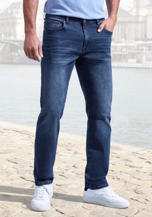 John Devin 5-Pocket-Jeans JOHN DEVIN Straight-fit Jeans, Herren, Gr. 32, L&auml;nge 34, blau (schwarz, blau, denim), Denim/Jeans, Obermaterial: 98% Baumwolle, 2% Elas