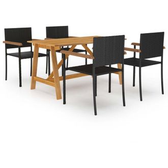 vidaXL Juego De Comedor Para Jard&iacute;n 5 Piezas Negro Vidaxl