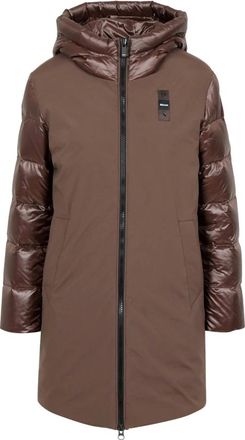 Blauer Neopreen Donsjack - Dames - Mantels - Bruin - Maat: L