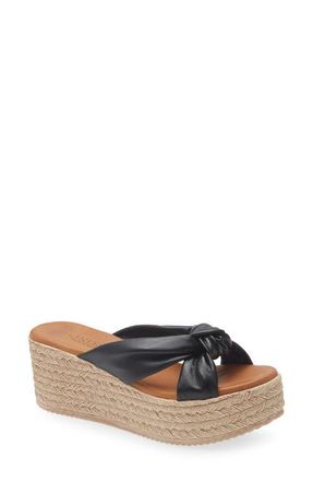 Cordani Brenda Platform Espadrille Sandal in Black Leather at Nordstrom, Size 7.5Us