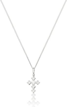 Lily & Roo Solid White Gold Brilliant Genuine Diamond Tiny Cross Necklace
