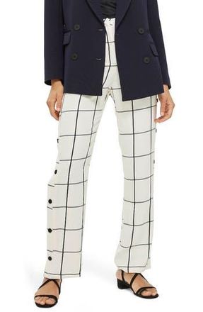 Topshop Check Popper Wide Leg Trousers in Monochrome at Nordstrom Rack, Size 6 Us (Fits Like 2-4)