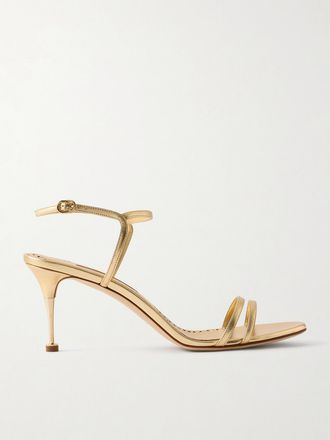 Manolo Blahnik Sandali In Pelle Metallizzata Ciagalo - Oro