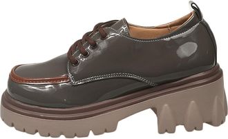 Generic Womens Lug Sole Chunky Platform Lace Up Oxfords Comfort Round Toe Casual Shoes Business Work Loafers (Grey,7.5)