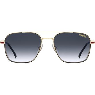 Carrera 57mm Gradient Oversize Aviator Sunglasses in Gold Striped Red/Dk Blue Sf at Nordstrom