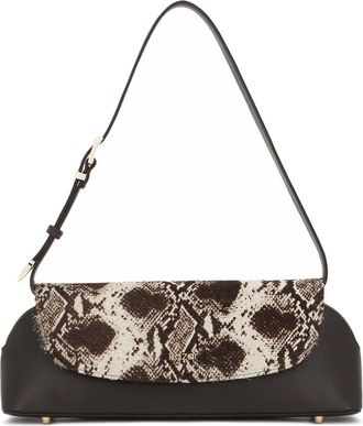 Kazar Elongated Flap Bag with Natural Hair - Dames - Schoudertassen - Bruin - ONE Size - Leer - Tassen