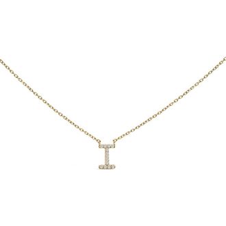 House of Brilliance 10K Yellow Gold Diamond Accent A-Z Block Initial Pendant Necklace in Yellow Gold | I at Nordstrom