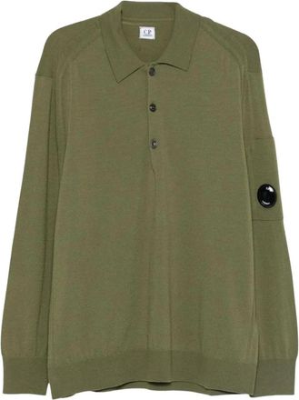 C.P. Company C.p. Company - Lens Wappen Polo Knit - Heren - Tops - Groen - Maat: XL Wol