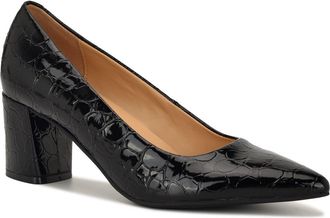 Nine West Kaylen Croc-Embossed Pump in Black Croco at Nordstrom Rack, Size 8.5