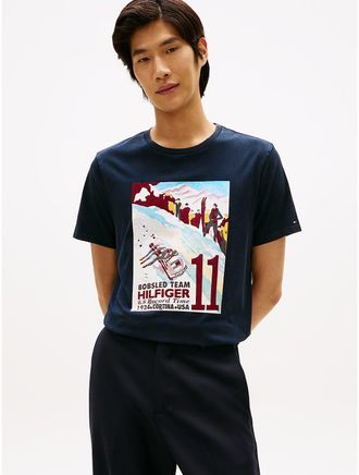 Tommy Hilfiger Mens Hilfiger Bobsled Team Graphic T-Shirt - Navy - XXXL