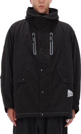 And Wander Loose Fishtail Octa Polyester-Blend Hooded Jacket