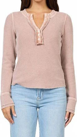 Dear John Denim Luna Waffle Knit Top In Pink Clay